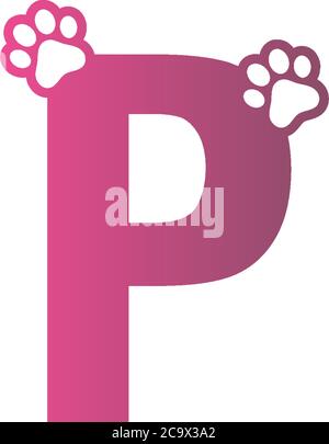 Buchstabe P Logo Design Hund Fußabdrücke Konzept Symbol Illustration Stock Vektor