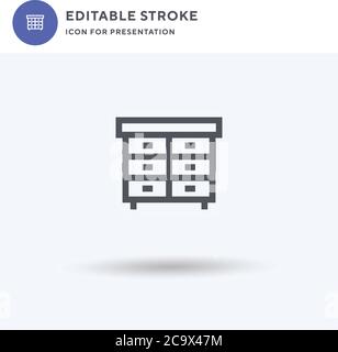 Schrank Symbol Vektor, gefüllt flache Zeichen, solide Piktogramm isoliert auf weiß, Logo-Illustration. Kabinensymbol für Präsentation. Stock Vektor