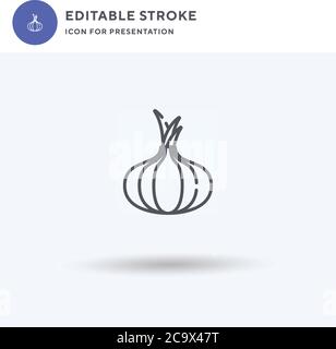 Zwiebel-Symbolvektor, gefülltes flaches Zeichen, solides Piktogramm isoliert auf Weiß, Logo-Illustration. Zwiebelsymbol für die Präsentation. Stock Vektor