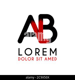 Ab Buchstabe schwarzes Logo mit Pfeil nach unten Stock Vektor