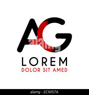 AG Letter schwarzes Logo mit Pfeil mit Farbverlauf Stock Vektor