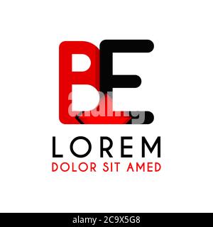 BE Letter schwarzes Logo mit Verlaufspfeil Stock Vektor