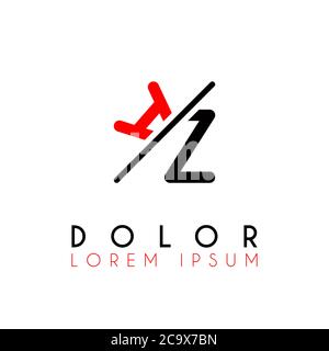 Logo A Schrägstrich Z mit schwarz rot Stock Vektor