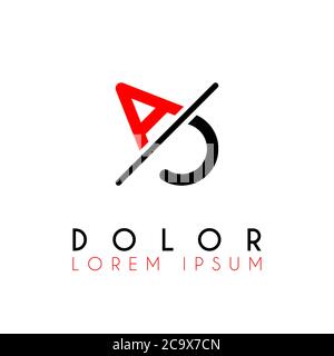 Logo A Schrägstrich C mit schwarzem Rot Stock Vektor