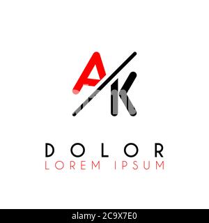 Logo A Schrägstrich K mit schwarz rot Stock Vektor
