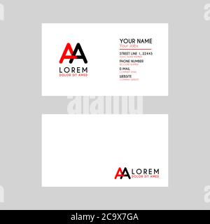 Einfache Visitenkarte ist rot-schwarz mit AA-Logo Buchstabe modernes sauberes Vektor-Design. AA-Logo kann für Marketing, Werbung, Promotion, Firma l verwendet werden Stock Vektor