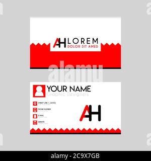Einfache Visitenkarte mit Anfangsbuchstaben AH abgerundeten Kanten. HA-Logo kann für Marketing, Werbung, Promotion, Firmenlogo, Identifikation, BU verwendet werden Stock Vektor