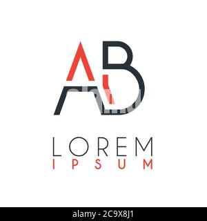 Das Logo zwischen dem Buchstaben A und dem Buchstaben B oder ab mit einer bestimmten Entfernung und verbunden durch orange und graue Farbe. Kann für Marketing, Werbung verwendet werden Stock Vektor