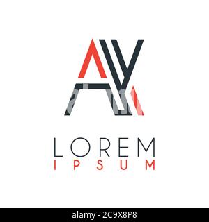 Das Logo zwischen dem Buchstaben A und dem Buchstaben X oder AX mit einem bestimmten Abstand und durch orange und graue Farbe verbunden. Kann für Marketing, Werbung verwendet werden Stock Vektor
