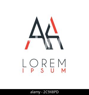 Das Logo zwischen dem Buchstaben A und dem Buchstaben A oder AA mit einem bestimmten Abstand und durch orange und graue Farbe verbunden. Kann für Marketing, Werbung verwendet werden Stock Vektor