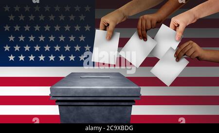 US-Wahlen und US-Wahlen oder US-amerikanische Wähler, die in den USA für einen Präsidenten oder Senator und Kongressabgeordneten oder Kongressabgeordneten stimmen. Stockfoto