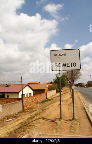 Willkommen Zeichen in SOWETO in Johannesburg in Südafrika Stockfoto