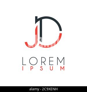 Das Logo zwischen dem Buchstaben J und dem Buchstaben O oder JO mit einem bestimmten Abstand und durch orange und graue Farbe verbunden Stock Vektor