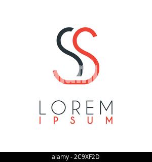 Das Logo zwischen dem Buchstaben S und dem Buchstaben S oder SS mit einem bestimmten Abstand und durch orange und graue Farbe verbunden Stock Vektor