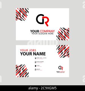 Der CR-Logo-Brief mit Box-Dekoration am Rand und eine Bonus-Visitenkarte mit einem modernen und horizontalen Layout. Stock Vektor