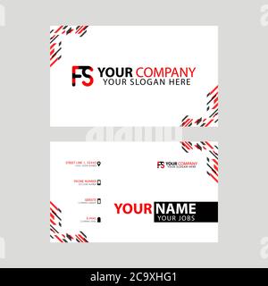 Moderne Visitenkartenvorlagen, mit FS-Logo Letter und horizontalem Design und roten und schwarzen Farben. Stock Vektor