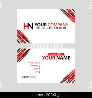 Logo HN Design mit einer schwarzen und roten Visitenkarte mit horizontalem und modernem Design. Stock Vektor