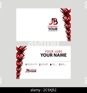 Das JB-Logo auf der rot-schwarzen Visitenkarte mit modernem Design ist horizontal und sauber. BJ-Logo-Vorlage Stock Vektor