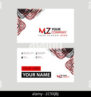 Der MZ-Logo-Brief mit Box-Dekoration am Rand und eine Bonus-Visitenkarte mit einem modernen und horizontalen Layout. ZM-Vektorlogo Stock Vektor