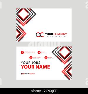 Buchstabe OC-Logo in schwarz, das in einer Visitenkarte oder einer einfachen Visitenkarte mit horizontaler Vorlage enthalten ist. CO-Logo-Konzept Stock Vektor