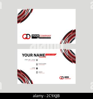 Moderne einfache horizontale Design Visitenkarten. Mit QD Logo innen und transparent rot schwarz Farbe. DQ-Logo-Vorlage Stock Vektor