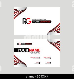 Logo RG Design mit einer schwarzen und roten Visitenkarte mit horizontalem und modernem Design. GR Logo-Design Stock Vektor