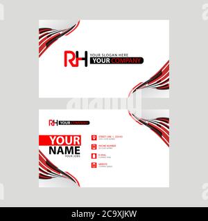 Logo RH Design mit einer schwarzen und roten Visitenkarte mit horizontalem und modernem Design. HR-Logo-Design Stock Vektor