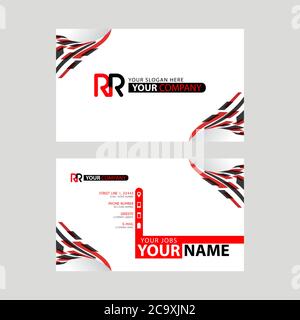 Logo RR Design mit einer schwarzen und roten Visitenkarte mit horizontalem und modernem Design. RR-Logo-Design Stock Vektor