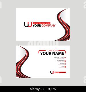 Die neue schlichte Visitenkarte ist rot-schwarz mit dem UU-Logo Letter Bonus und horizontalem modernen cleanen Template Vektor-Design. Stock Vektor
