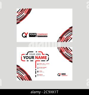 Moderne einfache horizontale Design Visitenkarten. Mit QY Logo innen und transparent rot schwarz Farbe. Vorlage für das YQ-Logo Stock Vektor
