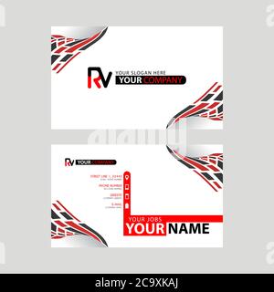 Logo RV Design mit einer schwarzen und roten Visitenkarte mit horizontalem und modernem Design. VR-Logo-Design Stock Vektor