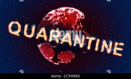 Welt Unter Quarantäne. Globale Quarantäne von Coronavirus COVID-19 (3d-Abbildung) Stockfoto