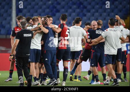 Genua, Italien. 02nd Aug, 2020. genua Jubel während Genua vs Hellas Verona, italienische Serie EIN Fußballspiel in Genua, Italien, August 02 2020 Kredit: Unabhängige Fotoagentur/Alamy Live Nachrichten Stockfoto