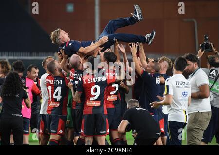 Genua, Italien. 02nd Aug, 2020. genua Jubel während Genua vs Hellas Verona, italienische Serie EIN Fußballspiel in Genua, Italien, August 02 2020 Kredit: Unabhängige Fotoagentur/Alamy Live Nachrichten Stockfoto