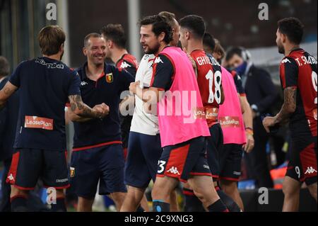 Genua, Italien. 02nd Aug, 2020. genua Jubel während Genua vs Hellas Verona, italienische Serie EIN Fußballspiel in Genua, Italien, August 02 2020 Kredit: Unabhängige Fotoagentur/Alamy Live Nachrichten Stockfoto