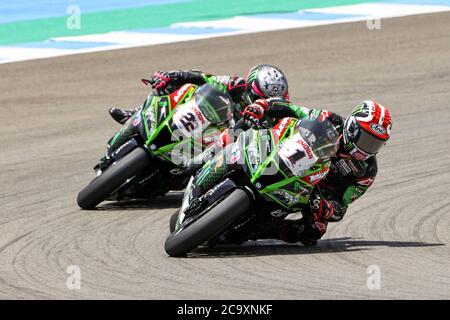 Jerez, Spanien. August 2003. Zweiter Tag der World SBK Rennen auf dem Jerez Angel-Nieto Circuit, Jerez 2. August 2020 Rea/Lowes SBK Circuito de Jerez Angel-Nieto/Cordon Pressequelle: CORDON PRESS/Alamy Live News Stockfoto