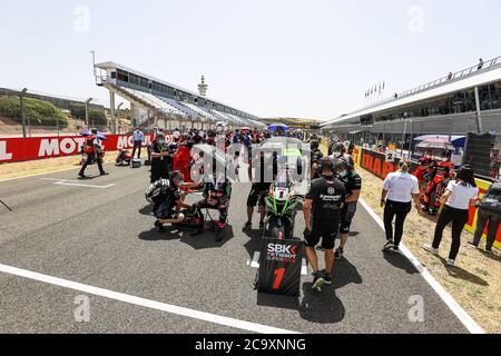 Jerez, Spanien. August 2003. Zweiter Tag der World SBK Rennen auf dem Jerez Angel-Nieto Circuit, Jerez 2. August 2020 Startlinie SBK Circuito de Jerez Angel-Nieto/Cordon Pressequelle: CORDON PRESS/Alamy Live News Stockfoto