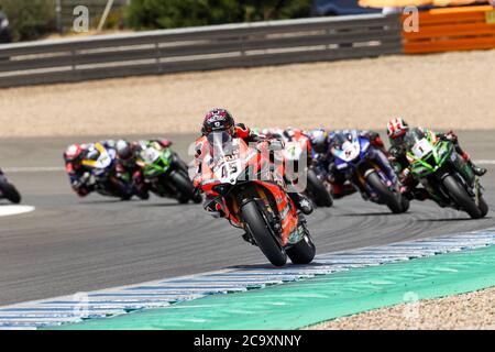 Jerez, Spanien. August 2003. Zweiter Tag der World SBK Rennen auf dem Jerez Angel-Nieto Circuit, Jerez 2. August 2020 Start Rennen SBK Circuito de Jerez Angel-Nieto/Cordon Pressequelle: CORDON PRESS/Alamy Live News Stockfoto