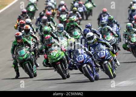 Jerez, Spanien. August 2003. Zweiter Tag der World SBK Rennen auf dem Jerez Angel-Nieto Circuit, Jerez 2. August 2020 Start Rennen SSP300 Circuito de Jerez Angel-Nieto/Cordon Pressequelle: CORDON PRESS/Alamy Live News Stockfoto