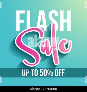 Flash Sale - Banner mit Papier geschnitten Verkauf Wort und bis zu 50% Rabatt auf Text, Flyer, Einladung, Poster, Website oder Werbebanner. Social-Media-Post-Adve Stock Vektor