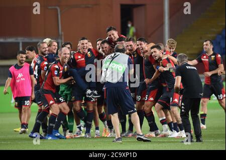 2. August 2020, Genua, Italien: Genua, Italien, , 02. August 2020, genua Jubel während Genua gegen Hellas Verona - italienisches Fußballspiel der Serie A - Credit: LM/Danilo Vigo (Credit Image: © Danilo Vigo/LPS via ZUMA Wire) Stockfoto