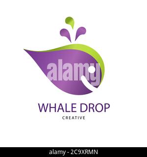 Abstrakt hell Wal Drop-Zeichen. Design Moderne Logos Wasser für Unternehmen. Vektorlogotyp auf weißem Hintergrund isoliert. Stock Vektor