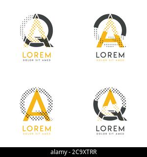 Ein Set mit vier abstrakten AQ-Logos. Geeignet für Websites und Corporate Identity, und kann für Banner, Karte und Business verwendet werden. Dieses Logo ist gelb und Stock Vektor