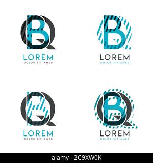 Das BQ Logo Set von abstraktem modernem Grafikdesign.Blau und Grau mit Schrägstrichen und Punkten.Dieses Logo ist perfekt für Unternehmen, Unternehmen und ist auch suita Stock Vektor