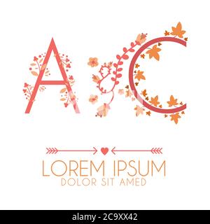 Buchstaben A und C Logo, Buchstaben A und C Hochzeitseinladung Logo Stock Vektor