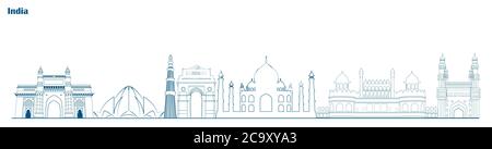 Illustration des berühmten indischen Denkmal Stadtbild für Unabhängigkeit Republik Tourismus oder Marketing Zweck Stock Vektor