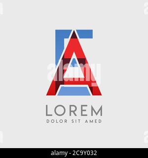 AE-Logo-Buchstaben mit blauen und roten Abstufungen Stock Vektor