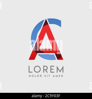 AC-Logo-Buchstaben mit blauen und roten Abstufungen Stock Vektor
