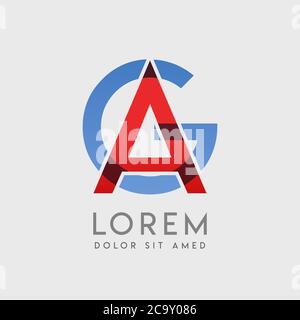AG-Logo-Buchstaben mit blauen und roten Abstufungen Stock Vektor
