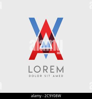 AV-Logo-Buchstaben mit blauen und roten Abstufungen Stock Vektor